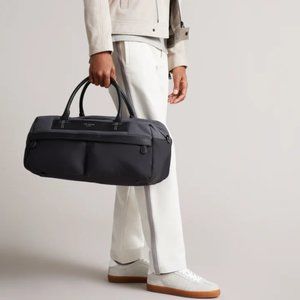 NWT Ted Baker London Plier Nylon Holdall Duffle Bag Black Gray
